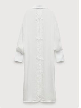 Zara White Oversized Shirt Dress with Tie Detail